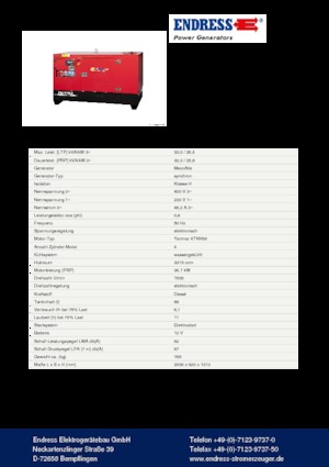 Дизельні генератори Endress ESE 35 YW-B