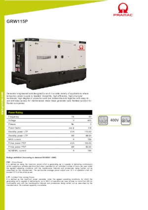 Дизельні генератори PRAMAC Lifter GRW 115 P