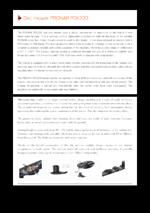 Задньо-привідний косильний диск без кондиціонування Pronar PDK 220