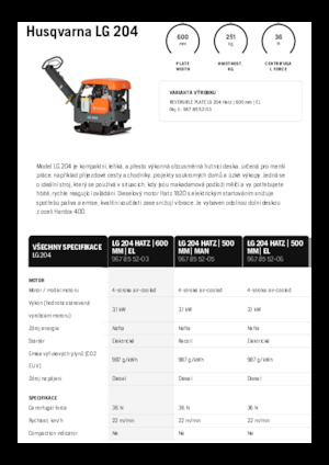 Реверсивні віброплити Husqvarna LG 204