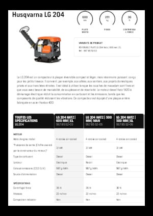 Реверсивні віброплити Husqvarna LG 204