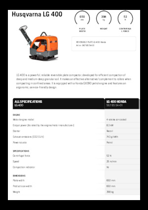 Реверсивні віброплити Husqvarna LG 400