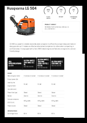 Реверсивні віброплити Husqvarna LG 504