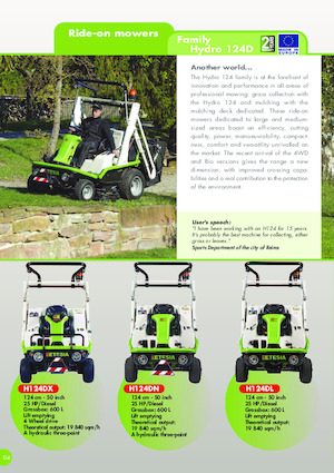 Газонокосарки, газонні та садові трактори Etesia HYDRO 124DX