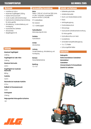 Телескопічні навантажувачі JLG 2505