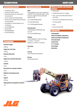 Телескопічні навантажувачі JLG 4009 PS