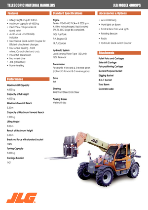 Телескопічні навантажувачі JLG 4009 PS