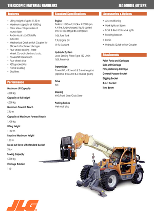 Телескопічні навантажувачі JLG 4012 PS
