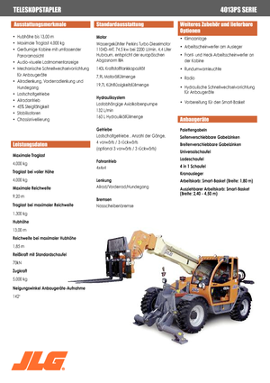Телескопічні навантажувачі JLG 4013 PS