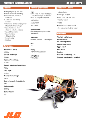 Телескопічні навантажувачі JLG 4017 PS