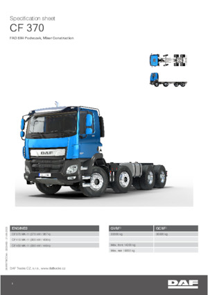 стійке шасі DAF CF 370 FAD Mixer Construction