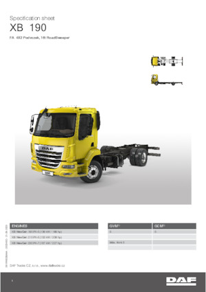 стійке шасі DAF XB 190 FA 16t RoadSweeper