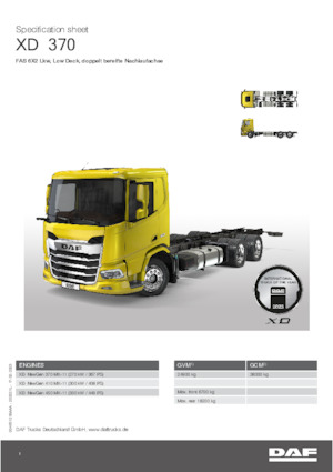 стійке шасі DAF XD 370 FAS Low Deck