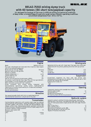 Самоскиди із жорсткою рамою Belaz 7555I
