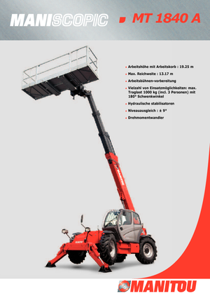 Телескопічні навантажувачі Manitou MT 1840 A