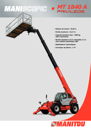 Телескопічні навантажувачі Manitou MT 1840 A