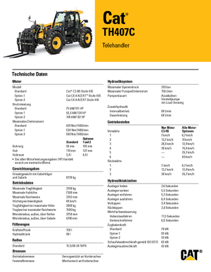 Телескопічні навантажувачі Caterpillar TH407C
