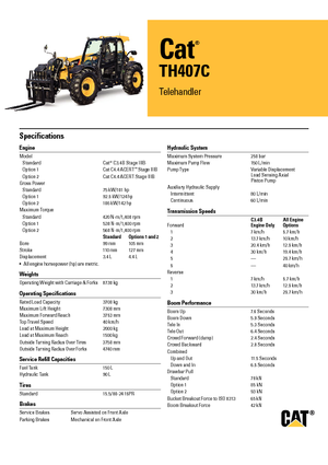 Телескопічні навантажувачі Caterpillar TH407C