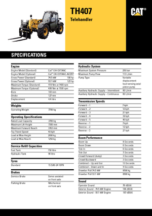 Телескопічні навантажувачі Caterpillar TH407