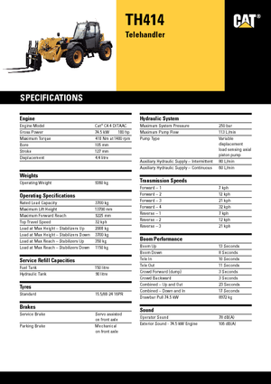 Телескопічні навантажувачі Caterpillar TH414