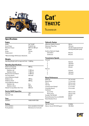 Телескопічні навантажувачі Caterpillar TH417C