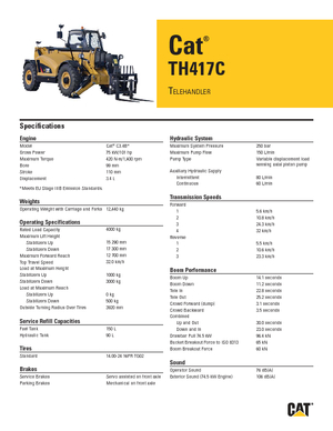 Телескопічні навантажувачі Caterpillar TH417C
