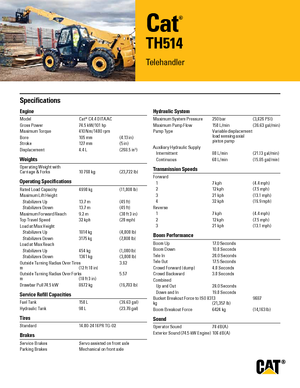 Телескопічні навантажувачі Caterpillar TH514