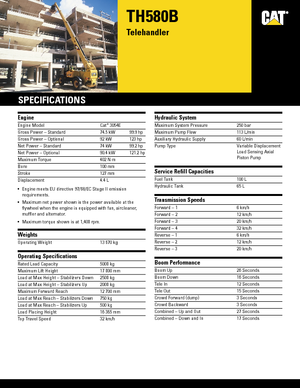 Телескопічні навантажувачі Caterpillar TH 580 B