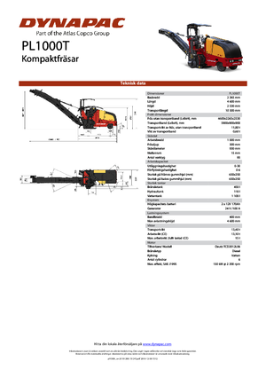 Дорожня фреза Dynapac PL 1000 T