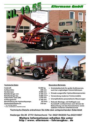 самоскиди зі знімною платформою Ellermann HL 19.55