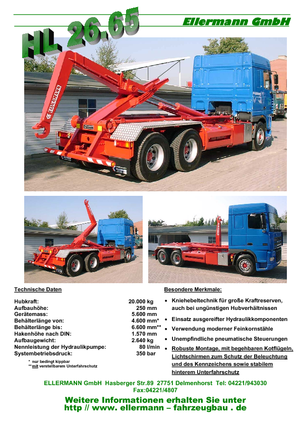 самоскиди зі знімною платформою Ellermann HL 26.65