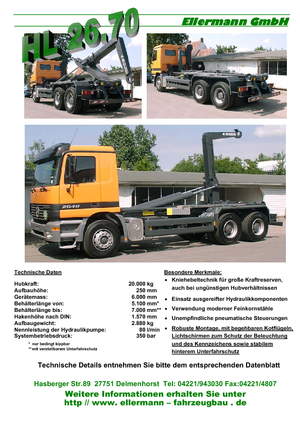 самоскиди зі знімною платформою Ellermann HL 26.70