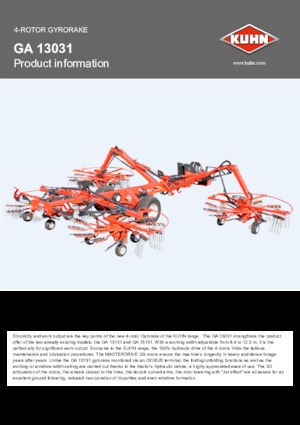 Причіпні валкоутворювачі (барабанні граблі) Kuhn GA 13031