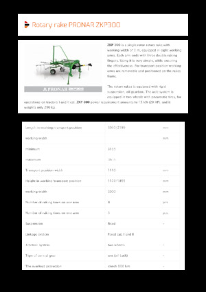 Причіпні валкоутворювачі (барабанні граблі) Pronar ZKP 300 