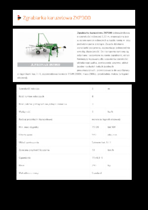 Причіпні валкоутворювачі (барабанні граблі) Pronar ZKP 300