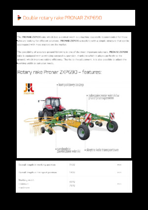 Причіпні валкоутворювачі (барабанні граблі) Pronar ZKP 690