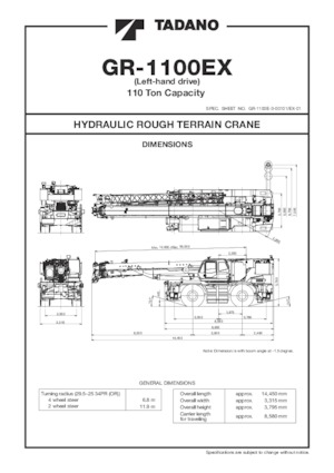 Крани для грунтових просторів Tadano GR-1100EX-3