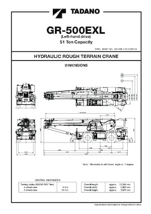Крани для грунтових просторів Tadano GR-500EXL