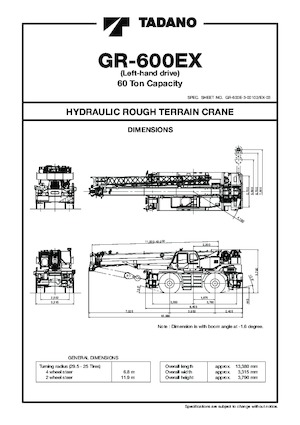 Крани для грунтових просторів Tadano GR-600EX-3