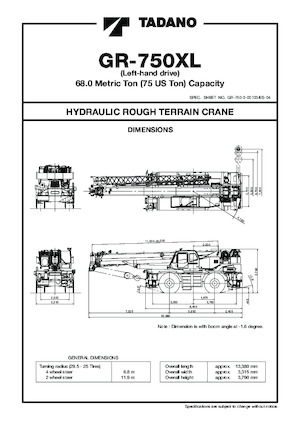 Крани для грунтових просторів Tadano GR-750XL-3