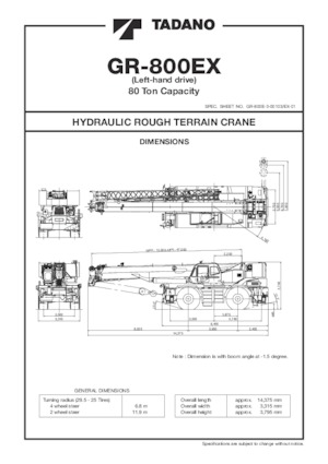 Крани для грунтових просторів Tadano GR-800EX-3