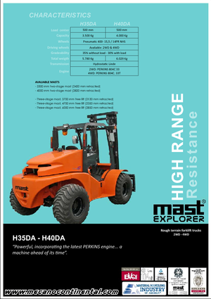 Позашляхові навантажувачі Mast Explorer H 35 DA