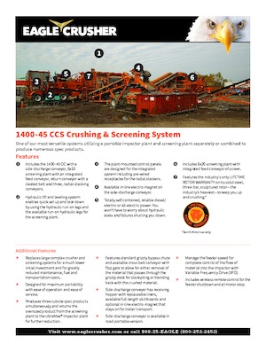 Установки для переробки щебеню Eagle Crusher 1400-45 CCS