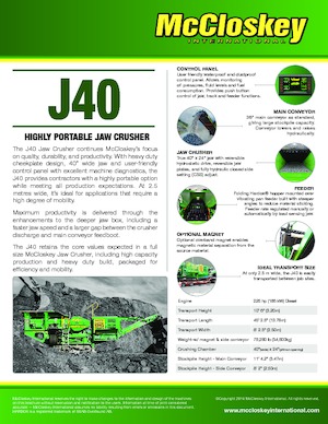 Установки для переробки щебеню McCloskey J40