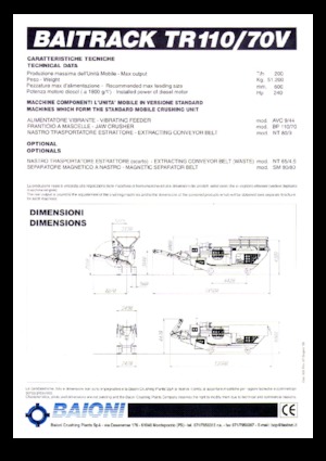 Установки для переробки щебеню Baioni TR110/70V