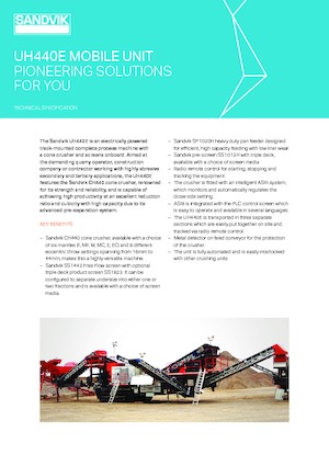 Установки для переробки щебеню Sandvik UH440E