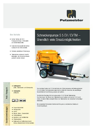 Гвинтові конвеєрні насоси Putzmeister S 5 EVTM