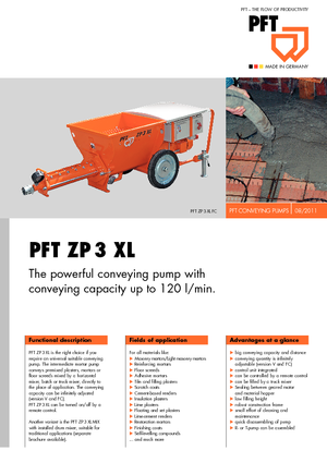 Гвинтові конвеєрні насоси PFT ZP 3 XL V