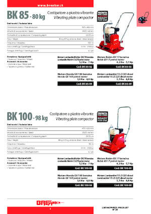Односпрямовані віброплити Breaker BK 100-02