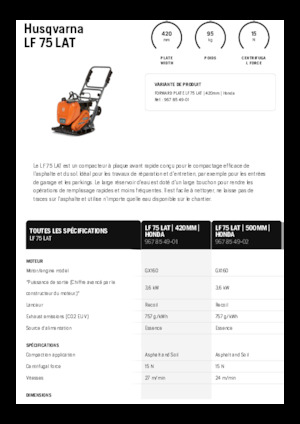 Односпрямовані віброплити Husqvarna LF 75 LAT